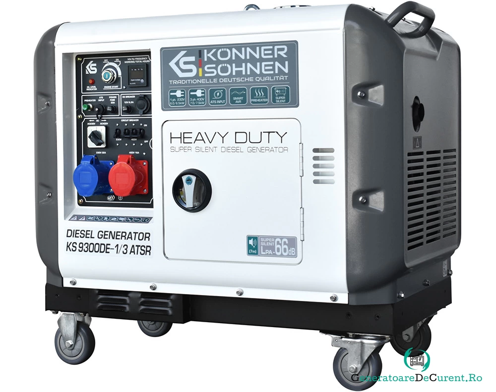 SH - Generator de curent 7.5 kW diesel - Heavy Duty - insonorizat - Konner & Sohnen - KS-9300DE-1/3-ATSR-Super-Silent la 7,799.00 lei ron