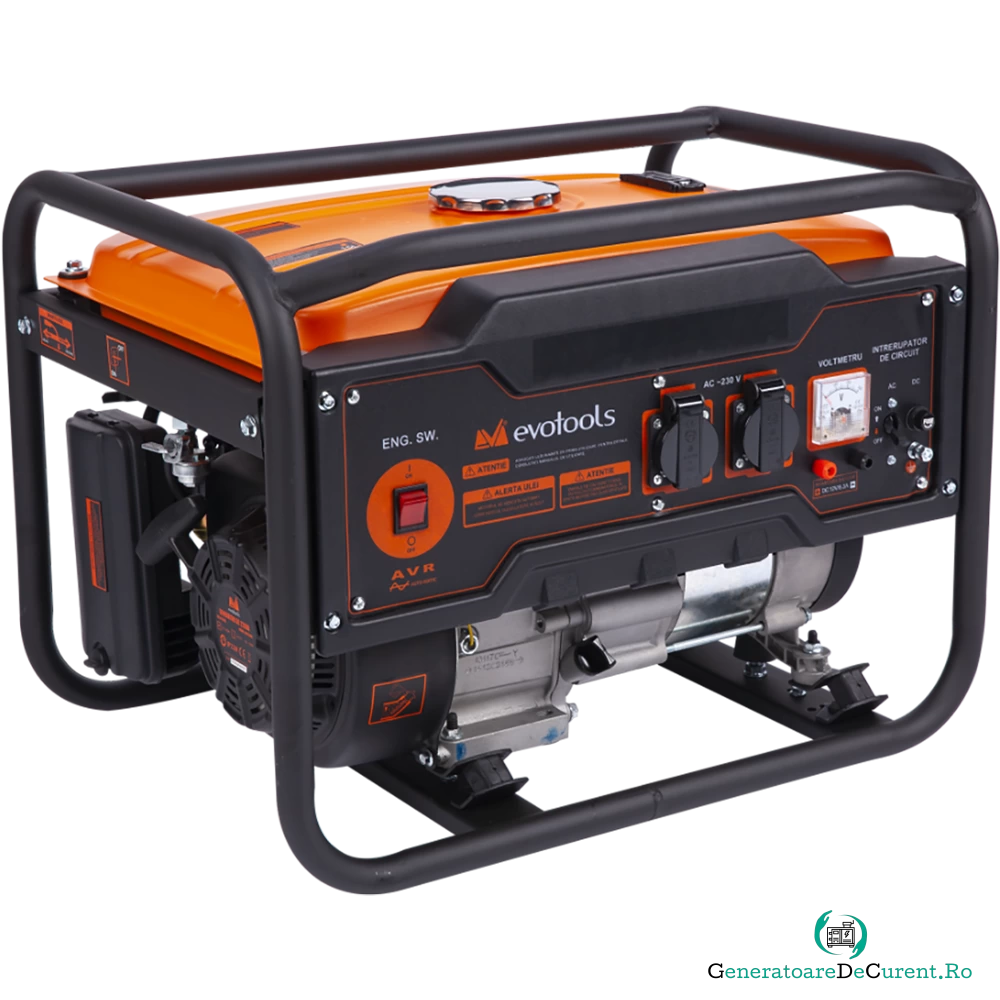 Generator curent electric monofazic Evotools KM2500A, 2.2 kW, 2 x 230 V, capacitate rezervor 15 l la 1,531.09 lei ron